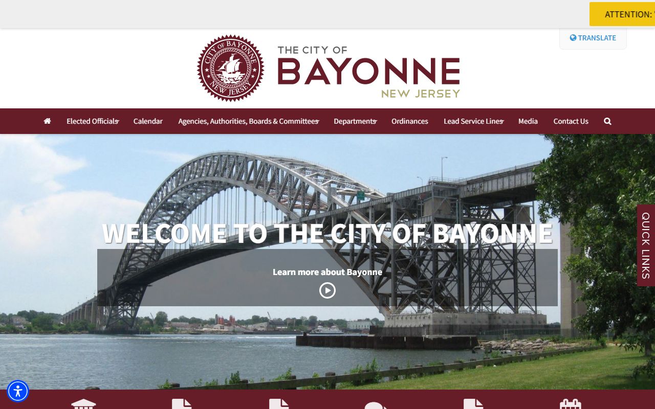 City of Bayonne municipal court page for accessing Bayonne civil court records
