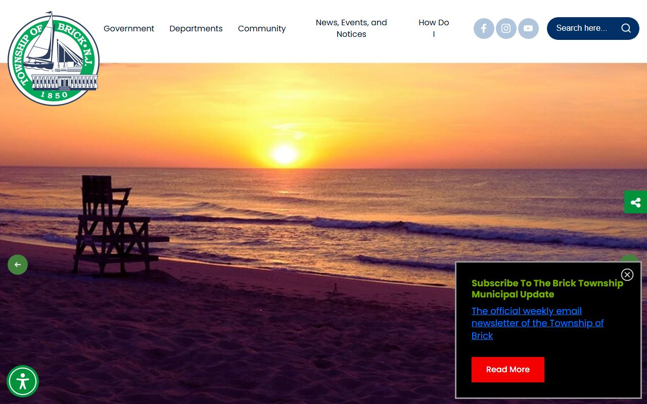 Brick Township municipal court page for accessing Brick civil court records