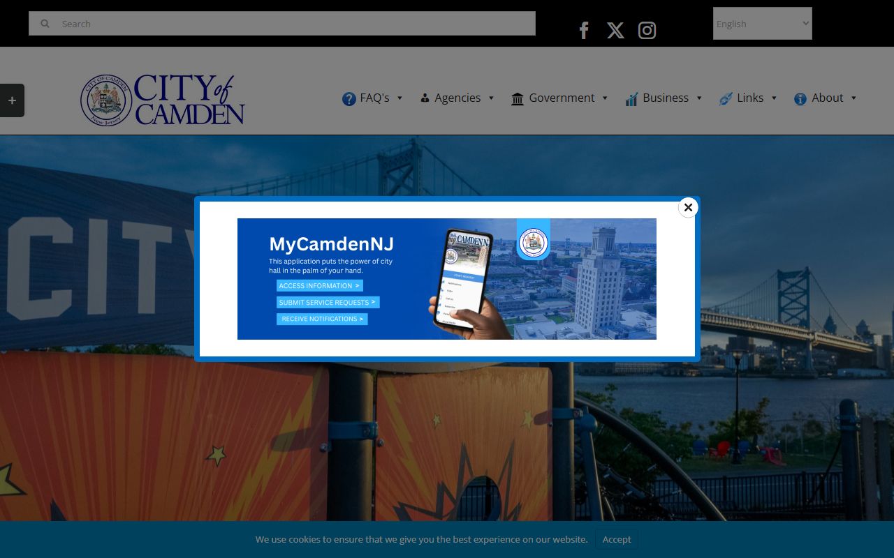 Camden Municipal Court page for accessing Camden civil court records