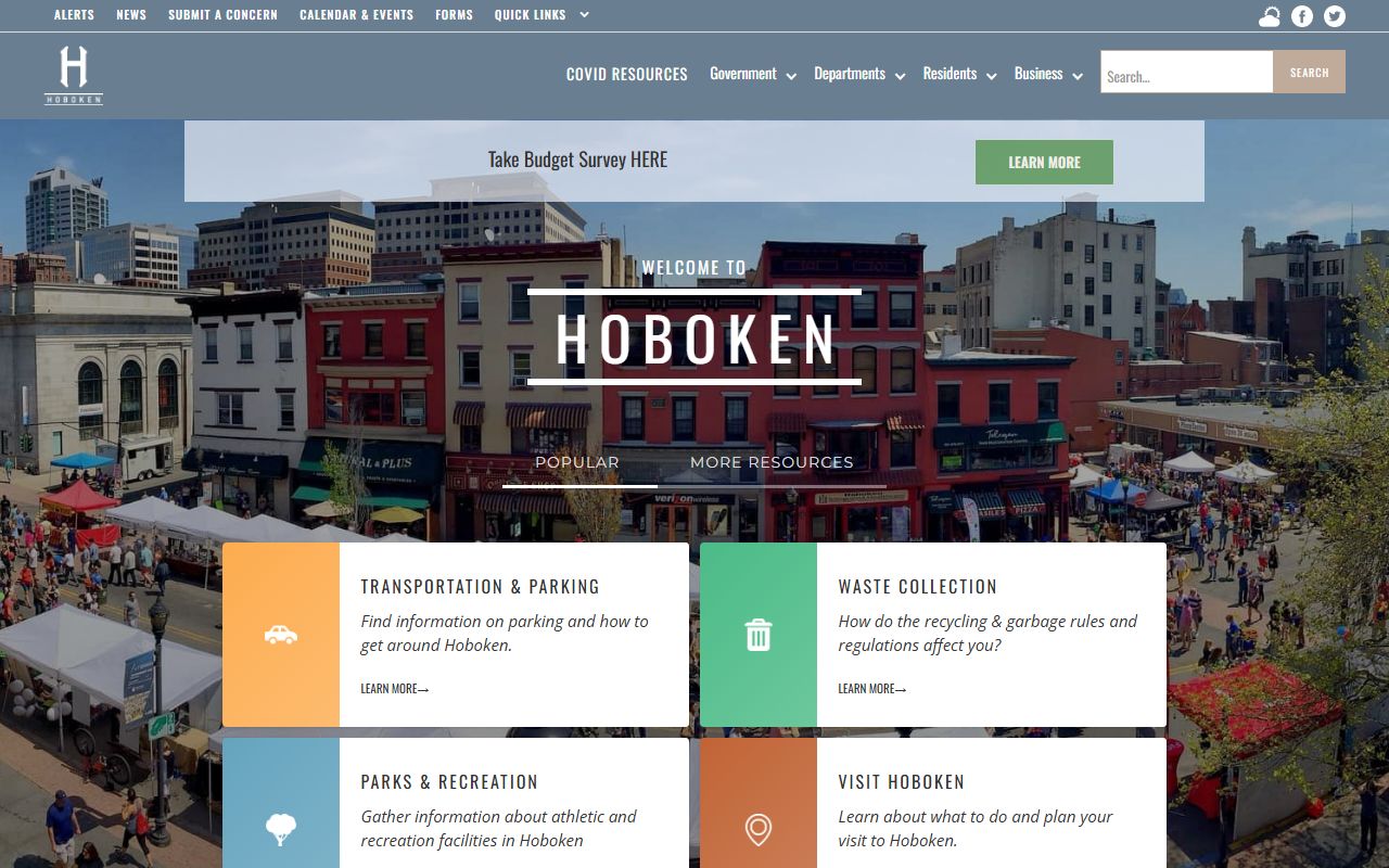 City of Hoboken website with information on court and civil court records
