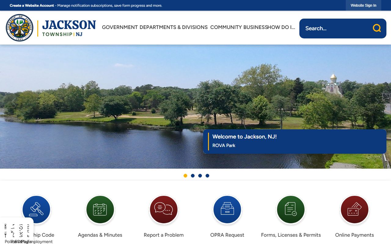 Jackson Township website with information on municipal court and civil court records