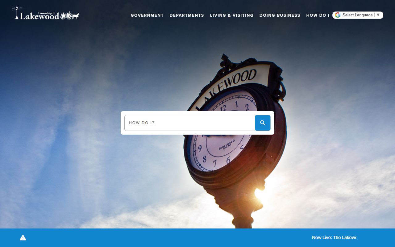 Lakewood Township website showing municipal court information for Lakewood civil court records