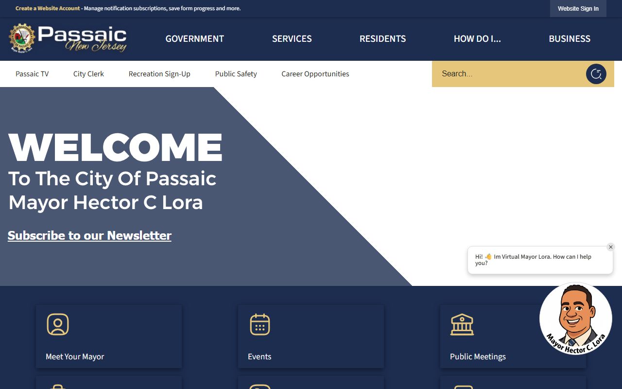 City of Passaic website with information on municipal court and civil court records