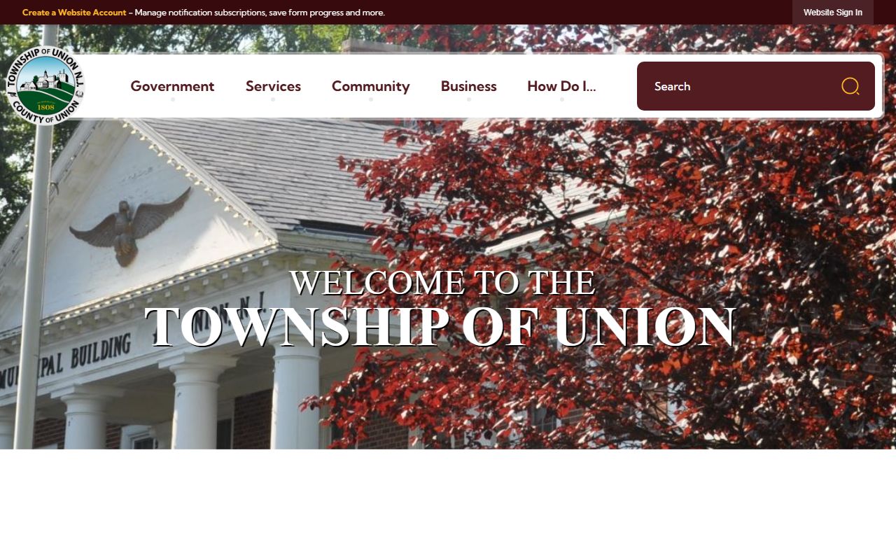 Union Township website with information on municipal court and civil court records